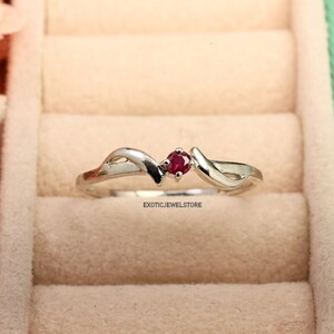 Red Ruby Silver Engagement Ring, Pink Gemstone Promise Ring, July Birthstone Ring, Personalized Custom Jewelry, Romantic Anniversary Gift