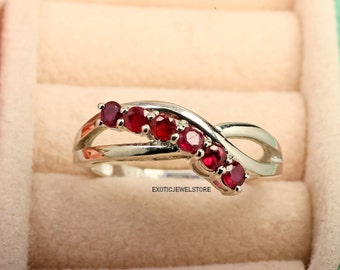 Bague rubis rouge, pierre de naissance juillet, argent sterling, bague pierre gemme rose, bague de promesse rubis, bijoux en argent faits main, bague pour femme, cadeaux