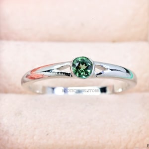Natural Green Tourmaline Statement Ring, October Birthstone Proposal Ring for Women, Promise Gift Ring for Her, Handcrafted Jewelry for Girl