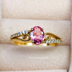 Pink Tourmaline Wedding Ring, October Birthstone Engagement Ring, Classic Pink Statement Ring, Anniversary Gift Ring, Thanksgiving Gifts