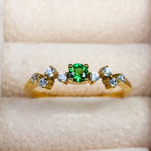 Unique Deep Green Tourmaline Ring, October Birthstone Ring, Handmade Jewelry for Women, Dainty Ring, Promise Gift Ring, Thanksgiving Gifts