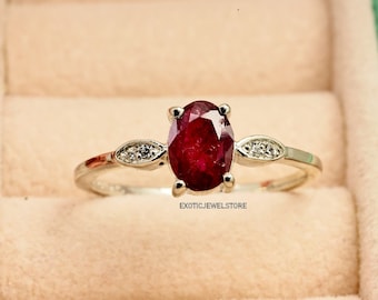 Rode robijn ring sterlingzilveren ring edelsteen verlovingsring voor vrouwen sierlijke belofte ring juli geboortesteen verjaardag cadeau ring voor haar