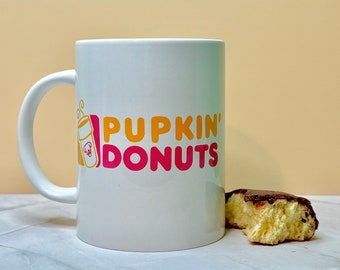 Pupkin Donuts Coffee Mug - Dunkin Dog Lover Gift - 15oz Coffee Cup