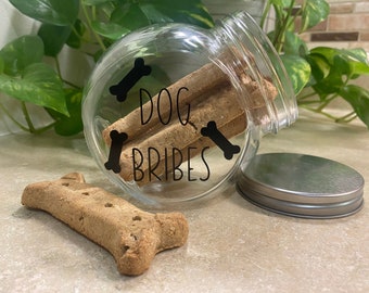 Glass Dog Treat Jar: Dog Bribes Bone Design, Pet Food Container