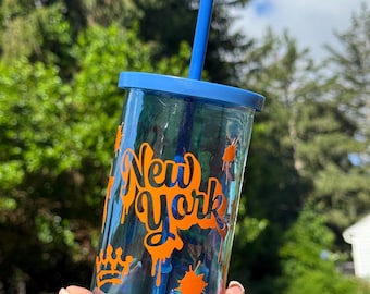 Blue and Orange New York Tumbler