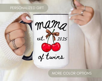 Personalized Twin Mom Mug, Twin Mama Gift, Twin Mother’s Day, Twin Mom Club, New Mom of Twins,  Pregnancy Announcement, Twin Mom To Be 2