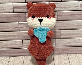 Cute Crocheted Otter Toy, Handmade Amigurumi Plushie, Soft Otter Gift