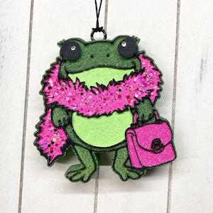 Gift for Frog Lovers Decor Frog Car Charm Boujee Frog Freshie Rearview Mirror Frog Boujee Car Accessories Frog Air Freshener Frog Gifts Car