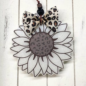 Large Sunflower Car Freshie Sunflower Car Accessories Leopard Print Car Accessories Sunflower Freshie Scented Car Sunflower Cute Car Freshie