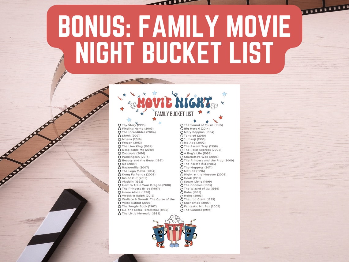 Family Movie Night Printable | Movie Party Decorations | Retro Drive in ...