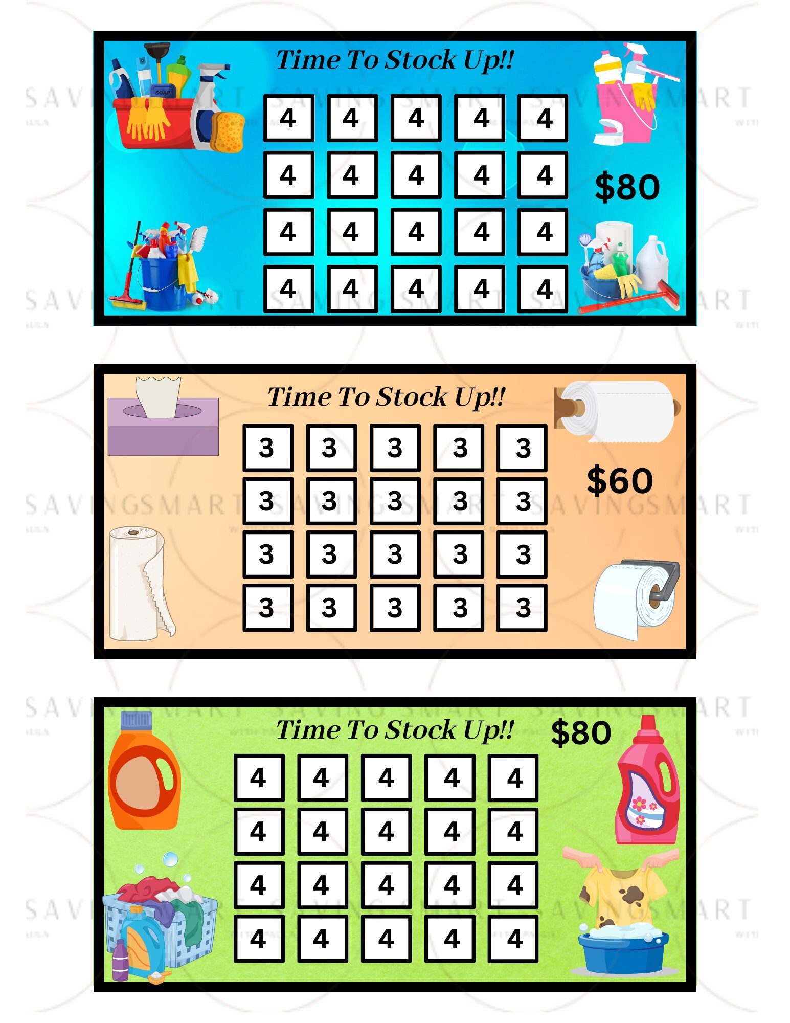 Household Stock Up Mini Savings Challenges Etsy