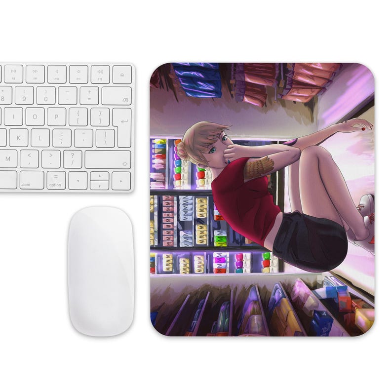Amelia watson hololive blonde tattooed anime manga girl Mouse pad