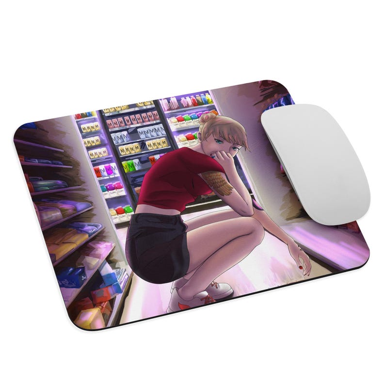 Amelia watson hololive blonde tattooed anime manga girl Mouse pad