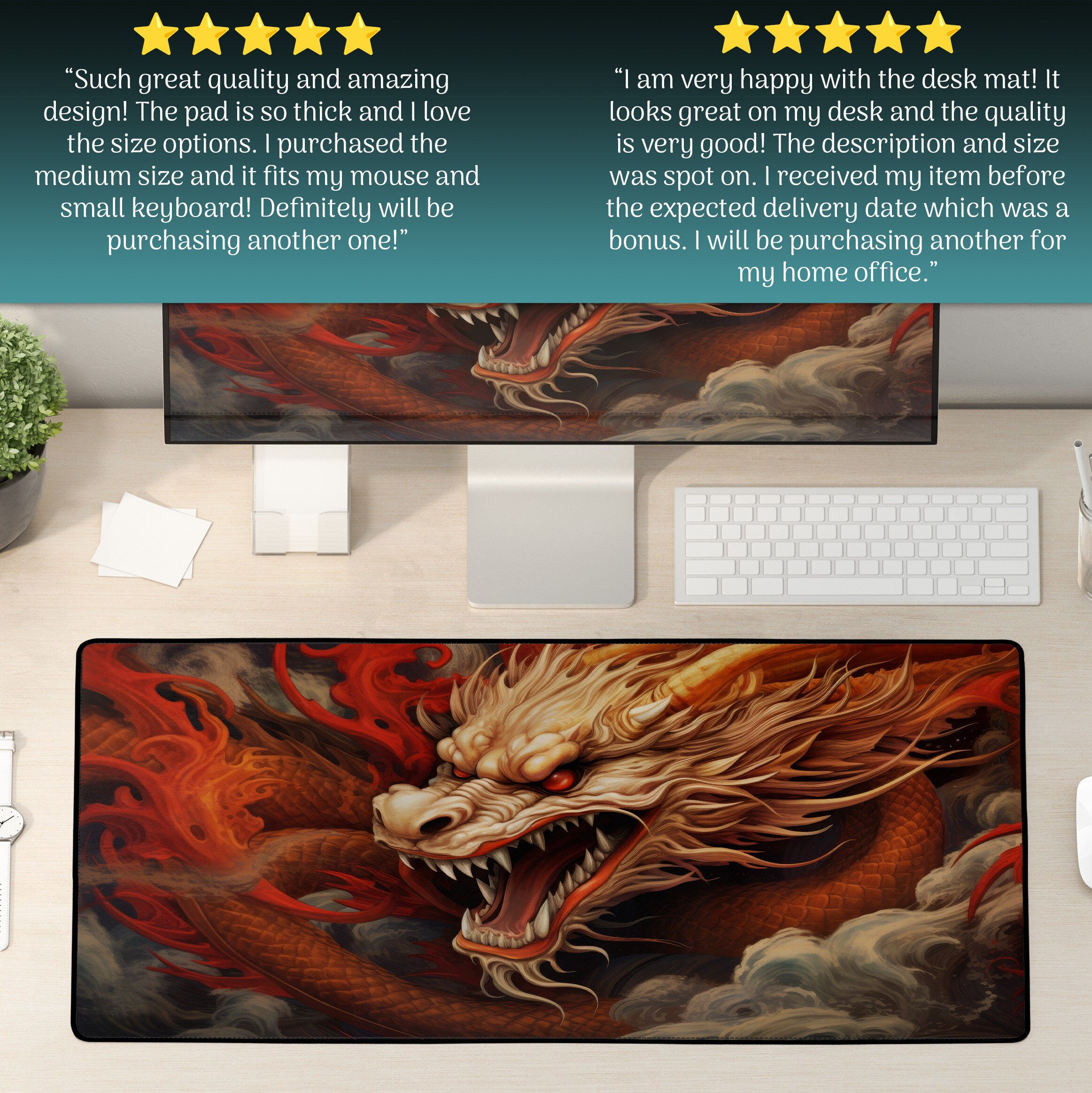 Dragon Ruler Mat Dragon Gaming Desk Mat Chinese Dragon Mousepad Fantasy Desk - Etsy