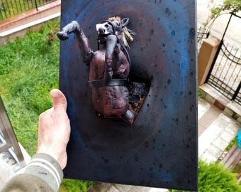 Horse Sculpture on Canvas, Equestrian Figurine, Horse Lover Gift