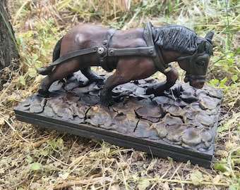 Draft Horse Sculpture, Heavy Shire Figurine, Equestrian Farmhouse decor, Horse Lovers Art
