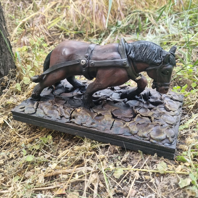 Draft Horse Sculpture, Heavy Shire Figurine, Equestrian Farmhouse decor, Gift for her image 1