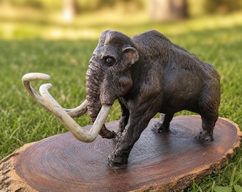Handmade Woolly Mammoth Sculpture, Clay Prehistoric Animal Art, One of a Kind