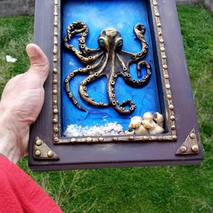 Octopus Relief Sculpture Wall Art, Ocean Lovers Gift, Coastal Wall Decor image 9