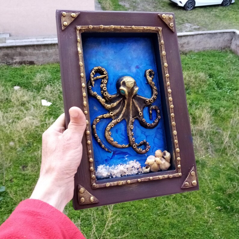 Octopus Relief Sculpture Wall Art, Ocean Lovers Gift, Coastal Wall Decor image 8