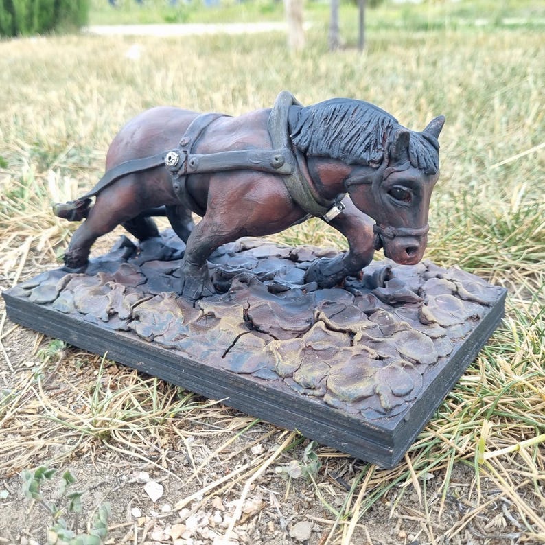 Draft Horse Sculpture, Heavy Shire Figurine, Equestrian Farmhouse decor, Gift for her image 5