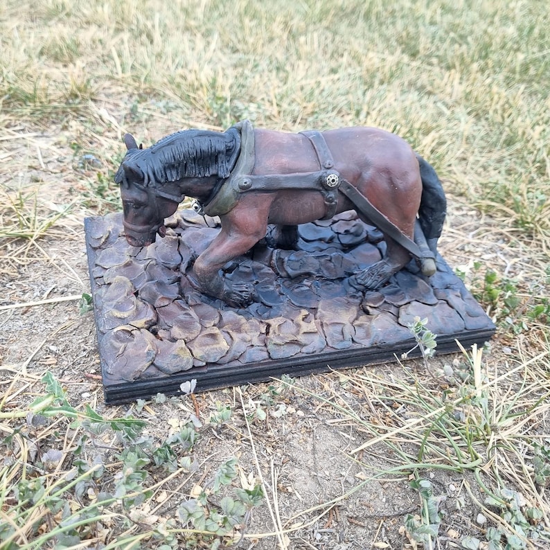 Draft Horse Sculpture, Heavy Shire Figurine, Equestrian Farmhouse decor, Gift for her image 9