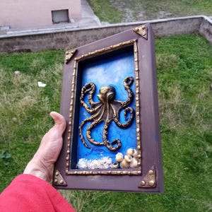 Octopus Relief Sculpture Wall Art, Ocean Lovers Gift, Coastal Wall Decor image 2
