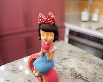 Rainbow Sitting Girl Sculpture, Handpainted figurine , Colorful Home Decor, Decorative Figurine for Shelf Display