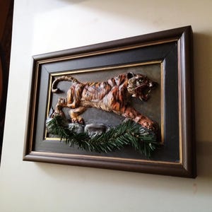 Handmade Tiger Relief Sculpture Wall Art, Wildlife Wall Decor, Jungle Themed Gift image 8