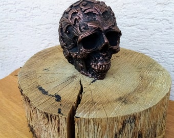 Skull Statue  | Skeleton Head Figurine | Celtic Tribal Tattoo | Gothic Skeleton Decoration | Fathers day gift |