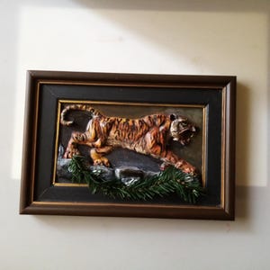 Handmade Tiger Relief Sculpture Wall Art, Wildlife Wall Decor, Jungle Themed Gift image 14