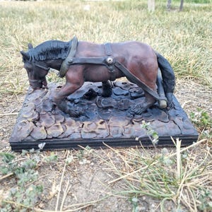 Draft Horse Sculpture, Heavy Shire Figurine, Equestrian Farmhouse decor, Gift for her image 2