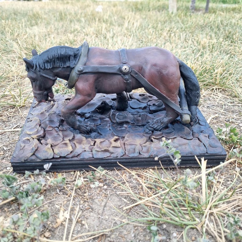 Draft Horse Sculpture, Heavy Shire Figurine, Equestrian Farmhouse decor, Gift for her image 2