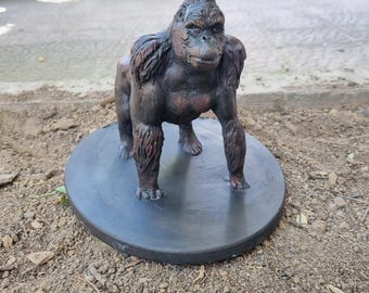 Handmade Gorilla Sculpture, Silverback Clay Statue, Primate Figurine, African Animals Art