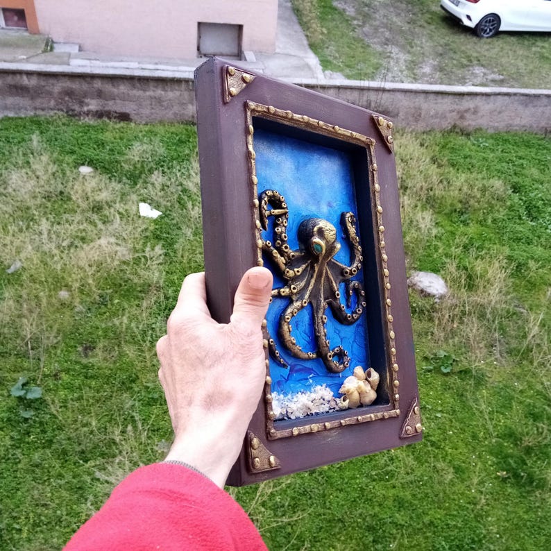 Octopus Relief Sculpture Wall Art, Ocean Lovers Gift, Coastal Wall Decor image 3