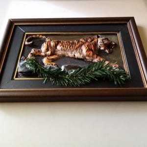 Handmade Tiger Relief Sculpture Wall Art, Wildlife Wall Decor, Jungle Themed Gift image 13