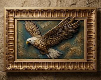 Handmade Eagle Relief Sculpture Wall Art, Wildlife Wall Decor, Birds of Prey