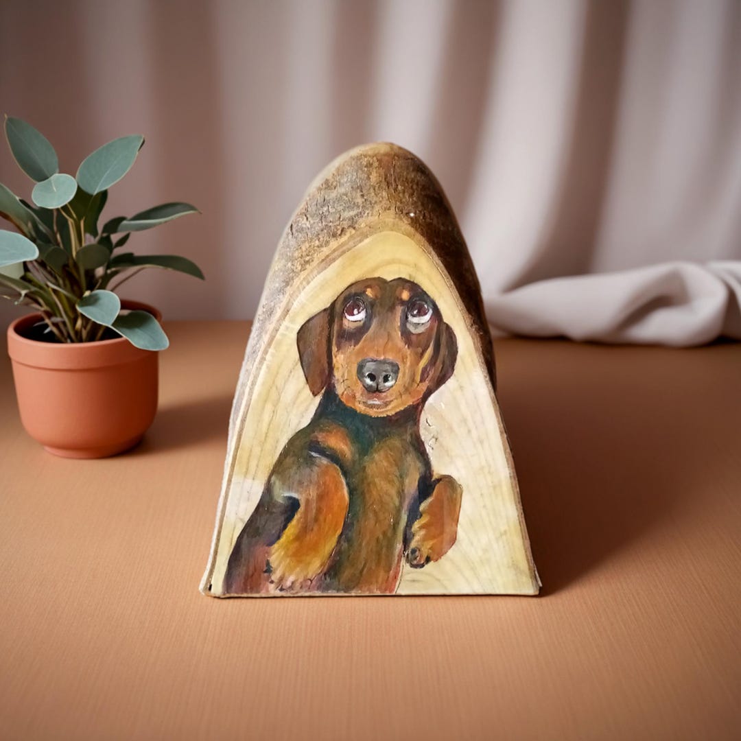 Dachshund Acrylic Painting on Wood – Original Pet Portrait - Unframed ...
