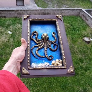 Octopus Relief Sculpture Wall Art, Ocean Lovers Gift, Coastal Wall Decor image 4