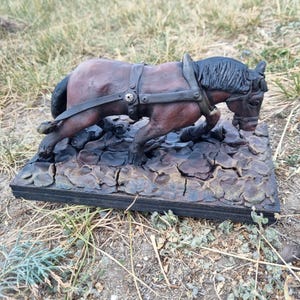 Draft Horse Sculpture, Heavy Shire Figurine, Equestrian Farmhouse decor, Gift for her image 4