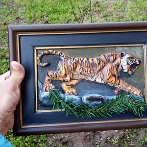 Handmade Tiger Relief Sculpture Wall Art, Wildlife Wall Decor, Jungle Themed Gift image 6