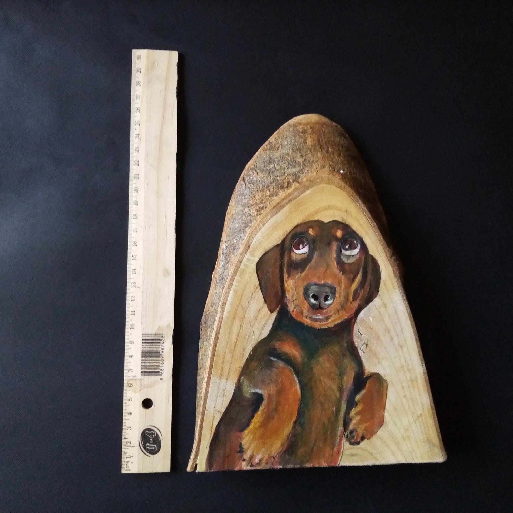 Dachshund Acrylic Painting on Wood – Original Pet Portrait - Unframed ...