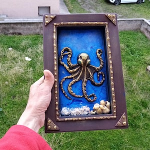 Octopus Relief Sculpture Wall Art, Ocean Lovers Gift, Coastal Wall Decor image 1
