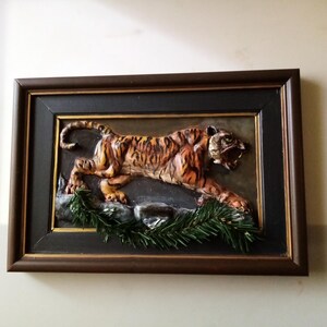 Handmade Tiger Relief Sculpture Wall Art, Wildlife Wall Decor, Jungle Themed Gift image 10
