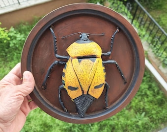 Giant Shield Bug Clay Sculpture , Beetle Woodland Decor, Insects Collectors Gift