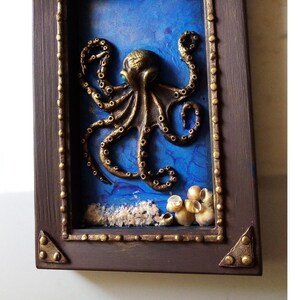 Octopus Relief Sculpture Wall Art, Ocean Lovers Gift, Coastal Wall Decor image 7