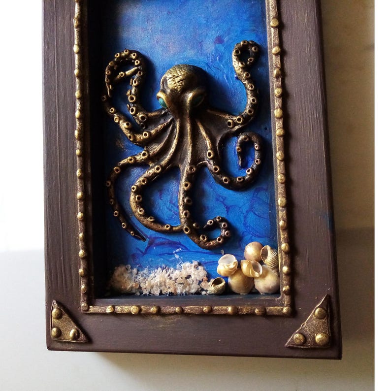 Octopus Relief Sculpture Wall Art, Ocean Lovers Gift, Coastal Wall Decor image 7