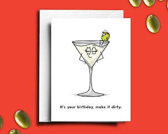 Dirty Martini Birthday Greeting Card