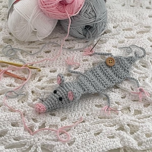 Handmade Crochet Book Rats, Squished Mouse Keychain, randomly button