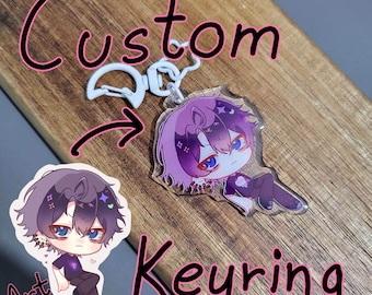 Custom Acrylic keyring | Personalised | Gift | anime | cute | Webtoon | Artist | Yaoi | BL | GL | Photo | holographic